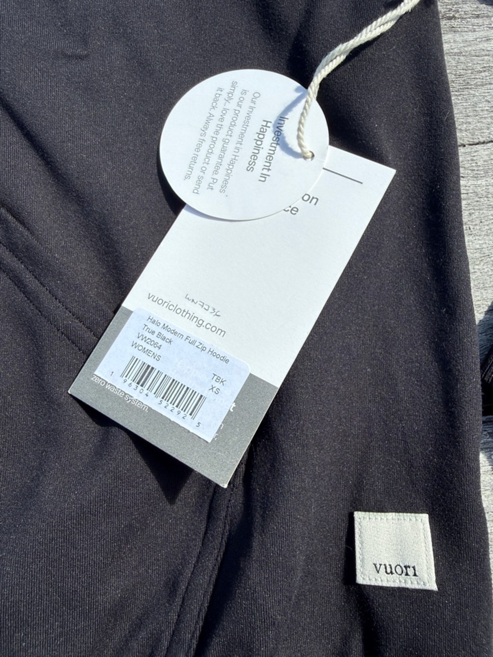 Vuori Halo Modern Full Zip Hoodie True Black Size XS NWT 🖤✨ - Picture 2 of 5
